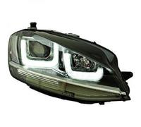 LHD Projector LED DRL Headlights Pair Clear Black Chrome Strip For VW Golf 7