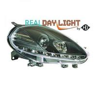 LHD Projector LED DRL Headlights Pair Clear Black Fiat Punto Evo 09-11