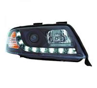 LHD Projector LED DRL Headlights Pair Clear Black For Audi A6 Typ 4B 97-01
