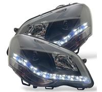 LHD Projector LED DRL Headlights Pair Clear Black for VW Polo 2005-2009