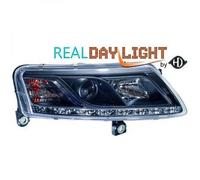 LHD Projector LED DRL Headlights Pair Clear Black H7 H1 For Audi A6 04-08