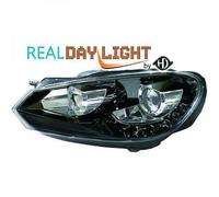 LHD Projector LED DRL Headlights Pair Clear Black Hi Lo Beam For VW Golf VI