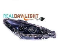 LHD Projector LED DRL Headlights Pair Clear Black Peugeot 206 206CC 98-08