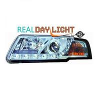 LHD Projector LED DRL Headlights Pair Clear Chrome For VW Passat B5 96-00