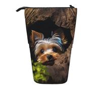 LHDGBNV A Little Yorkshire Terrier Telescopic Pencil Case,Cute Stand Pencil Bag Pop Up Pen Holder Cosmetics Bags Desk Stationery Case For Office Supplies