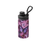 LHDGBNV All Butterflies Are On Purple Background Water Bottle Stainless Steel Vacuum Insulated Sports Flask 12 Oz Water Bottles With Leakproof Spout Lid Lightweight Hot Cold Retention