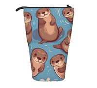 LHDGBNV Animal Cute Brown Otters Telescopic Pencil Case,Cute Stand Pencil Bag Pop Up Pen Holder Cosmetics Bags Desk Stationery Case For Office Supplies