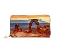 LHDGBNV Arches National Park Leather Wallets For Women Waterproof Zip Around Clutch Purses Large Credit Card Holder With Phone Holder Ladies Travel Coin Purse, Black, One Size, Casual