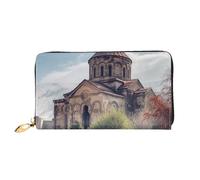 LHDGBNV Armenian Church Leather Wallets For Women Waterproof Zip Around Clutch Purses Large Credit Card Holder With Phone Holder Ladies Travel Coin Purse, Black, One Size, Casual