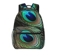 LHDGBNV Beautiful Peacock Feathers Cute Backpack Waterproof Lightweight Casual Backpack One Size Daypack Travel Laptop Bag For Men Women