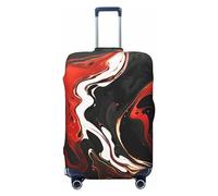 LHDGBNV Black And Red Marble Travel Luggage Cover Suitcase Protector Washable Elastic Suitcase Cover Anti-Scratch Luggage Protector Travel Suitcase Baggage Cover Fits 18-32 Inch Suitcase, Black, S