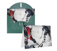 LHDGBNV Blank Greetings Card 4'' X 6'' Thank You Cards With Envelopes Note Cards Ice Hockey Art All Occasion Cards For Christmas Holidays Birthday Graduation Anniversaries Dark Green