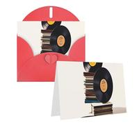 LHDGBNV Blank Greetings Card 4'' X 6'' Thank You Cards With Envelopes Note Cards Vinyl Records And Tapes All Occasion Cards For Christmas Holidays Birthday Graduation Anniversaries Red