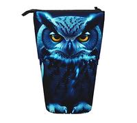 LHDGBNV Blue Owl Telescopic Pencil Case,Cute Stand Pencil Bag Pop Up Pen Holder Cosmetics Bags Desk Stationery Case For Office Supplies