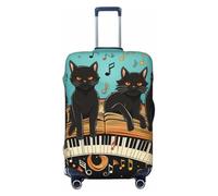 LHDGBNV Cats Lying On The Piano Travel Luggage Cover Suitcase Protector Washable Elastic Suitcase Cover Anti-Scratch Luggage Protector Travel Suitcase Baggage Cover Fits 18-32 Inch Suitcase, Black, S