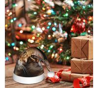 LHDGBNV Cats Santa Hat For Kids Funny Christmas Hats Warm Comfort Velvet Holiday Xmas Hat For Boys Girls New Year Festive Party Decoration