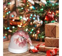 LHDGBNV Cherry Blossom Santa Hat For Kids Funny Christmas Hats Warm Comfort Velvet Holiday Xmas Hat For Boys Girls New Year Festive Party Decoration