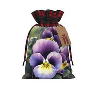 LHDGBNV Christmas Burlap Gift Bags With Drawstring 4.7x6.9 Inch Christmas Linen Treat Bags W/Tags Goody Gift Bag Pansy Perfection Xmas Candy Reusable Gifts Wrapping Bag Xmas Holiday Party Favors