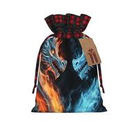 LHDGBNV Christmas Burlap Gift Bags With Drawstring 8.3x11.8 Inch Christmas Linen Treat Bags W/Tags Goody Gift Bag Ice And Fire Dragons Xmas Candy Reusable Gifts Wrapping Bag Xmas Holiday Party Favors