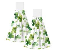 LHDGBNV Clover Hanging Hand Towel Soft Absorbent Bath Towel Kitchen Dish Towels with Hanging Loop Fast Drying Tie Towels for Bathroom Kitchen Home Decor