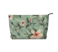 LHDGBNV Corduroy Makeup Bag For Women Girls, Large Portable Cosmetic Bag Zipper Toiletry Pounch Pastel Floral Pattern Travel Make Up Organizer