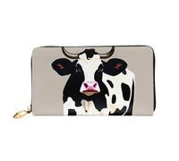 LHDGBNV Cow Black Spot Leather Wallets For Women Waterproof Zip Around Clutch Purses Large Credit Card Holder With Phone Holder Ladies Travel Coin Purse, Black, One Size, Casual