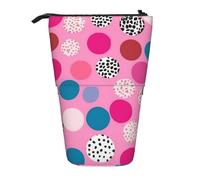 LHDGBNV Crazy Pink Polka Dots Telescopic Pencil Case,Cute Stand Pencil Bag Pop Up Pen Holder Cosmetics Bags Desk Stationery Case For Office Supplies