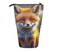 LHDGBNV Cute Fox Telescopic Pencil Case,Cute Stand Pencil Bag Pop Up Pen Holder Cosmetics Bags Desk Stationery Case For Office Supplies