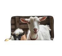 LHDGBNV Cute Goat Leather Wallets For Women Waterproof Zip Around Clutch Purses Large Credit Card Holder With Phone Holder Ladies Travel Coin Purse, Black, One Size, Casual