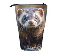 LHDGBNV Cute Raccoon Telescopic Pencil Case,Cute Stand Pencil Bag Pop Up Pen Holder Cosmetics Bags Desk Stationery Case For Office Supplies