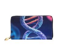 LHDGBNV Dna Genetic Helix Leather Wallets For Women Waterproof Zip Around Clutch Purses Large Credit Card Holder With Phone Holder Ladies Travel Coin Purse, Black, One Size, Casual