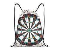 LHDGBNV Drawstring Backpack For Women Men, Waterproof Drawstring Bag Dart Board Cinch Bags Lightweight Gym Bags, Black, S