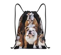 LHDGBNV Drawstring Backpack For Women Men, Waterproof Drawstring Bag English Bulldogs Cinch Bags Lightweight Gym Bags, Black, M