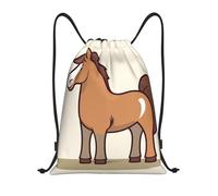 LHDGBNV Drawstring Backpack For Women Men, Waterproof Sling Bag Simple Horse Cartoon Cinch Bags Lightweight Gym Bags, Black, S