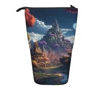 LHDGBNV Fantasy Town Telescopic Pencil Case,Cute Stand Pencil Bag Pop Up Pen Holder Cosmetics Bags Desk Stationery Case For Office Supplies
