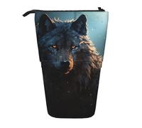 LHDGBNV Fantasy Wolf Telescopic Pencil Case,Cute Stand Pencil Bag Pop Up Pen Holder Cosmetics Bags Desk Stationery Case For Office Supplies