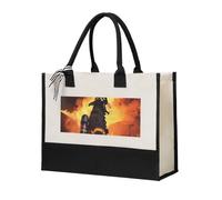 LHDGBNV Firefighter Fireman Flame Canvas Tote Bag For Women Personalized Present Bag Large Capacity Reusable Shopping Bag Suitable For Wedding, Birthday, Holiday