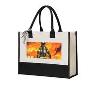 LHDGBNV Firefighter Fireman Flame Canvas Tote Bag For Women Personalized Present Bag Large Capacity Reusable Shopping Bag Suitable For Wedding, Birthday, Holiday