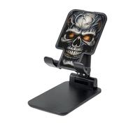 LHDGBNV Foldable Phone Holder for Desk, Portable Adjustable Cell Phone Stand Cool Evil Skull Tablet Stand Holder Suitable for All Most Phones Black