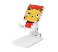 LHDGBNV Foldable Phone Holder for Desk, Portable Adjustable Cell Phone Stand Cute Cat Icon Tablet Stand Holder Suitable for All Most Phones White