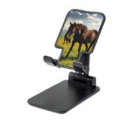 LHDGBNV Foldable Phone Holder for Desk, Portable Adjustable Cell Phone Stand Grazing Wild Horses Tablet Stand Holder Suitable for All Most Phones Black