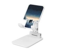 LHDGBNV Foldable Phone Holder for Desk, Portable Adjustable Cell Phone Stand Polar Bear in The Snow Tablet Stand Holder Suitable for All Most Phones White