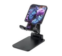 LHDGBNV Foldable Phone Holder for Desk, Portable Adjustable Cell Phone Stand Purple Rose with Beautiful Butterfly On It Tablet Stand Holder Suitable for All Most Phones Black