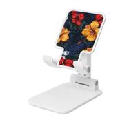 LHDGBNV Foldable Phone Holder for Desk, Portable Adjustable Cell Phone Stand Realistic Hawaiian Flowers Tablet Stand Holder Suitable for All Most Phones White