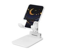 LHDGBNV Foldable Phone Holder for Desk, Portable Adjustable Cell Phone Stand There are Stars and Moon On It Tablet Stand Holder Suitable for All Most Phones White