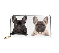 LHDGBNV French Bulldog Leather Wallets For Women Waterproof Zip Around Clutch Purses Large Credit Card Holder With Phone Holder Ladies Travel Coin Purse, Black, One Size, Casual