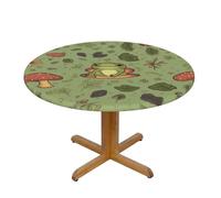 LHDGBNV Frogs and Mushrooms Round Spandex Tablecloth 35 Inch, Elastic Fitted Waterproof Tablecloths Stretch Washable Picnic Table Cover for Camping, Dining, Indoor and Outdoor
