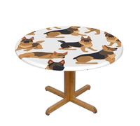 LHDGBNV German Shepherd Round Spandex Tablecloth 55 Inch, Elastic Fitted Waterproof Tablecloths Stretch Washable Picnic Table Cover for Camping, Dining, Indoor and Outdoor