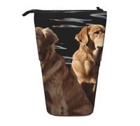 LHDGBNV Golden Retrievers Telescopic Pencil Case,Cute Stand Pencil Bag Pop Up Pen Holder Cosmetics Bags Desk Stationery Case For Office Supplies
