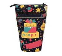 LHDGBNV Happy Birthday Images Telescopic Pencil Case,Cute Stand Pencil Bag Pop Up Pen Holder Cosmetics Bags Desk Stationery Case For Office Supplies